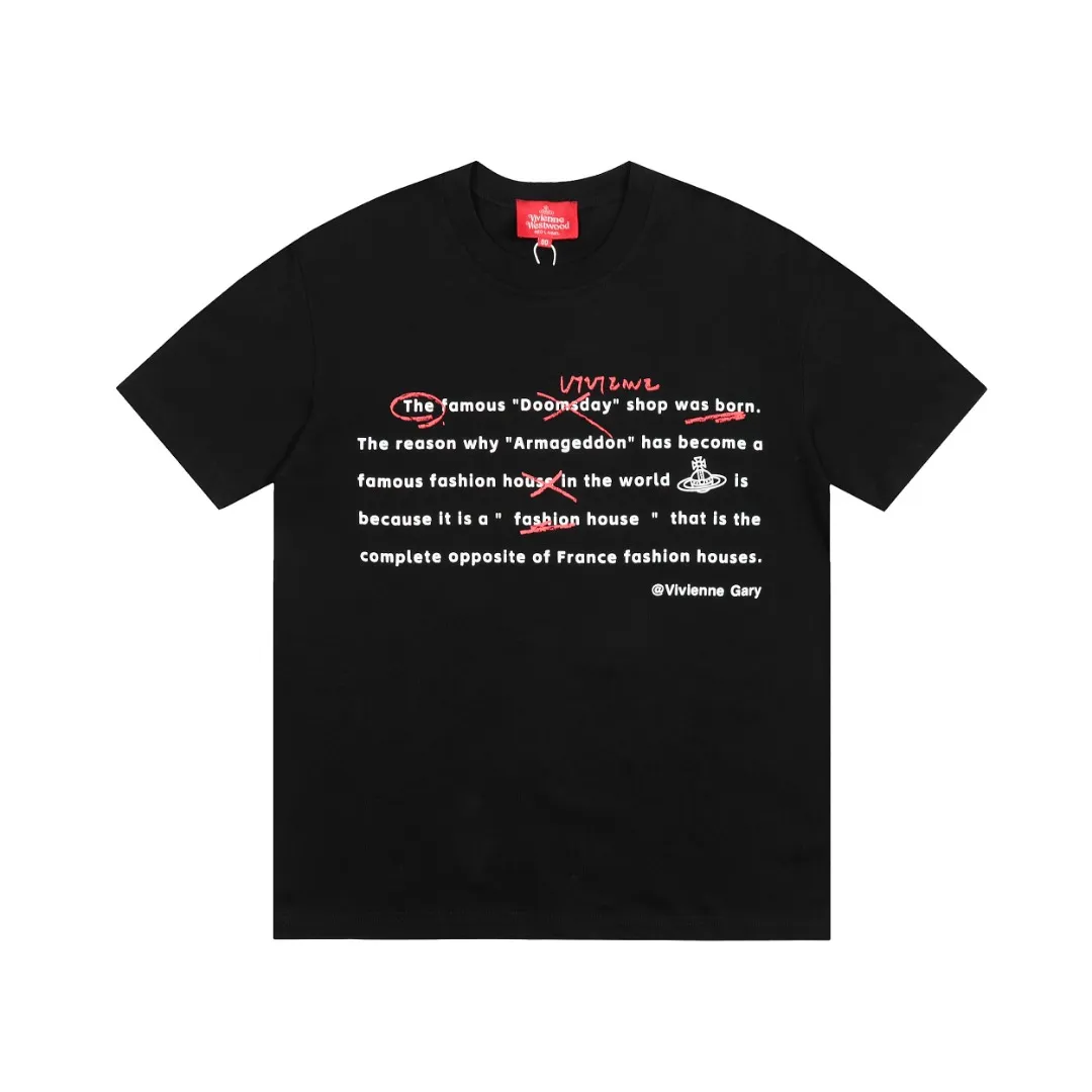 VIVI 148# "Exclusive Style" vivienne west wood Vivienne Saturn letter graffiti printed short sleeves. Full series of correct accessories. Every detail is completely restored. Straightforward to pull up. Size: XS-L